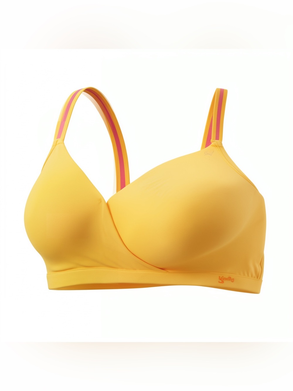 Kindly Yours XXXL Wireless Bra Blazing Orange Pink Stripe Straps